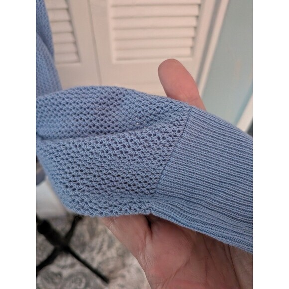 Calvin Klein Sweater Womens M Abstract Art To Wear Blue Multi Mixed Media Top - Picture 5 of 13